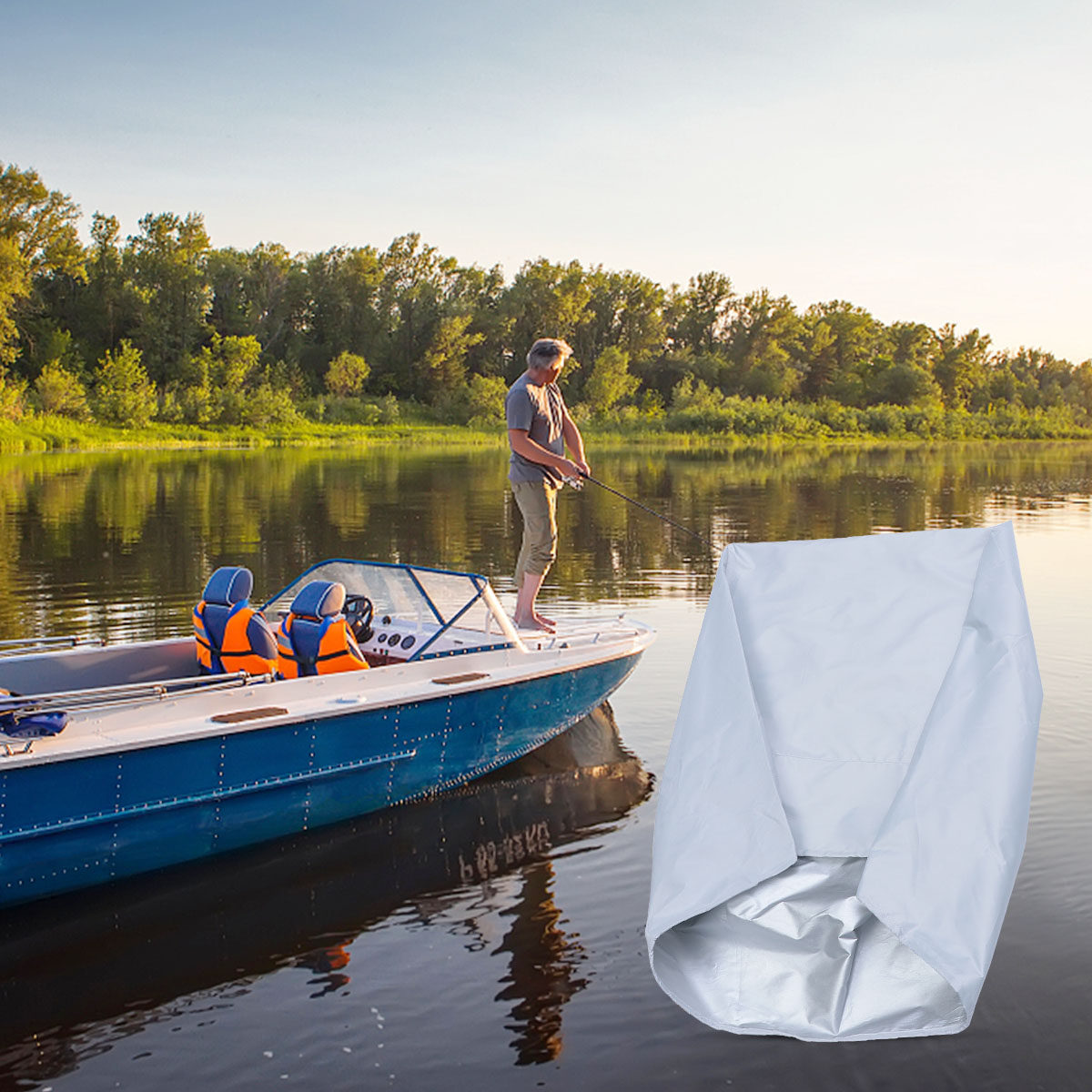 Boat Seat Cover White Oxford F - Fishing Boat Cover ulasan dan harga